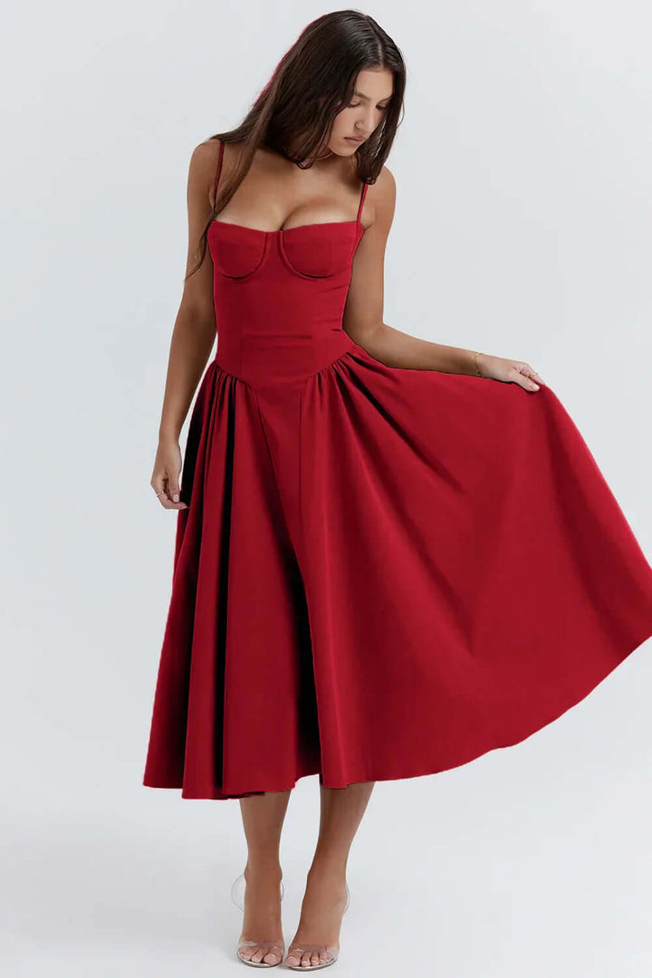 Women's Sleeveless Corset Midi Dress