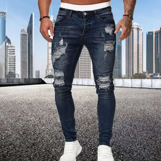 Men's Flocked Skinny Jeans: Stylish & Comfortable Fit