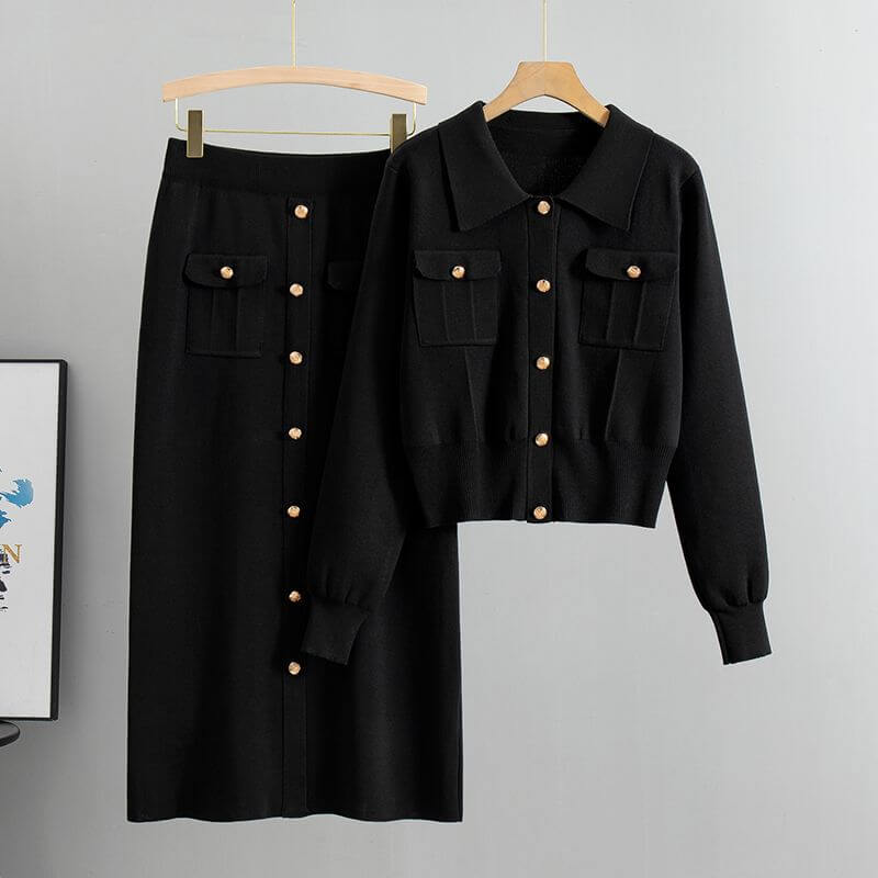 Women's Knit Top & Hip Envelope Skirt Set