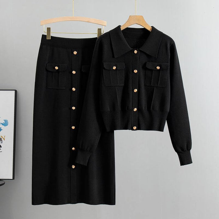 Women's Knit Top & Hip Envelope Skirt Set