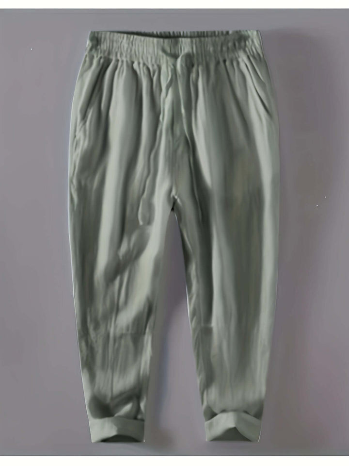 Men's Relaxed Fit Trousers: Breathable Cotton Linen Blend