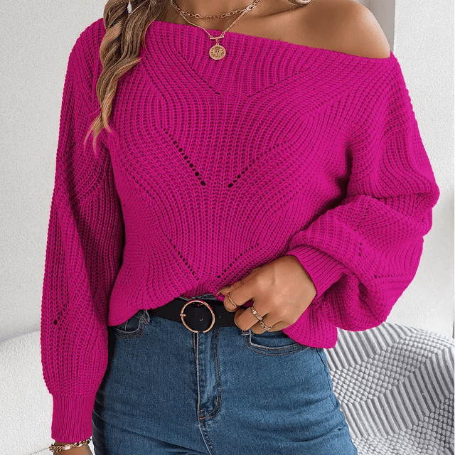 Women's Off-Shoulder Knit Sweater: Cozy & Stylish
