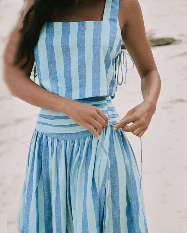 Elegant Lace Top & Pleated Midi Skirt Set