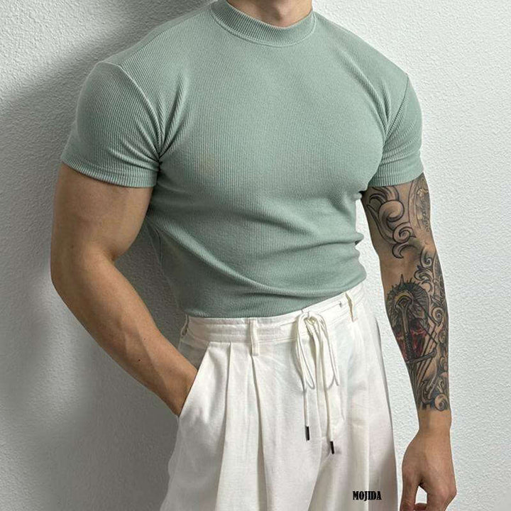 Men's Short Sleeve Ribbed Knit Top