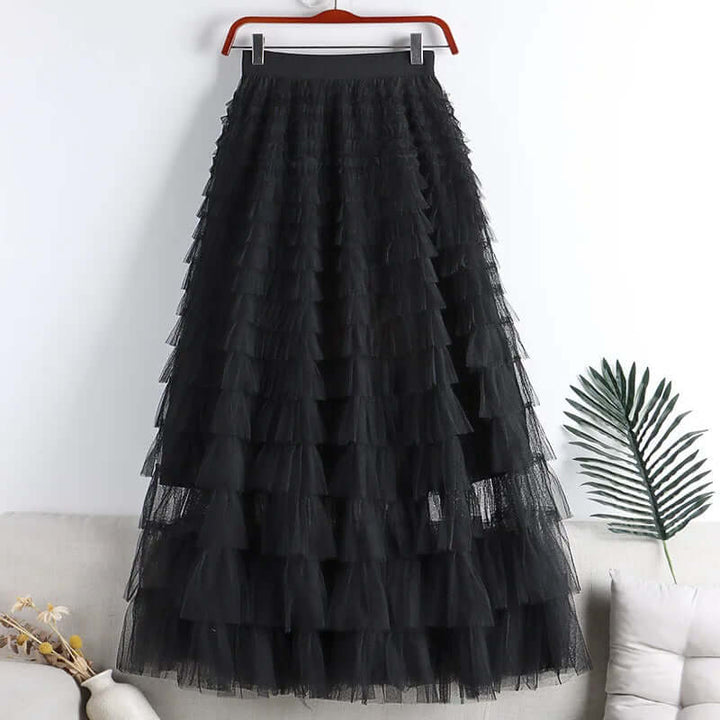 Women's High-Waisted Flowing Tiered Maxi Skirt
