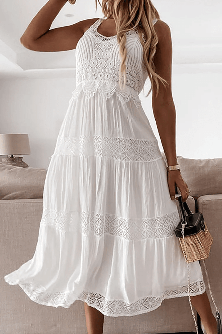 Elegant V-Neck Lace Dress for Women