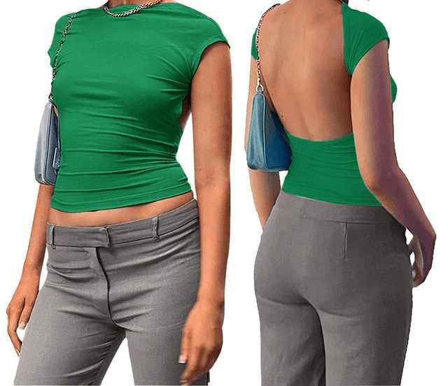 Women's Fitted Short Sleeve Crop Top: Casual Stretch Knit Top