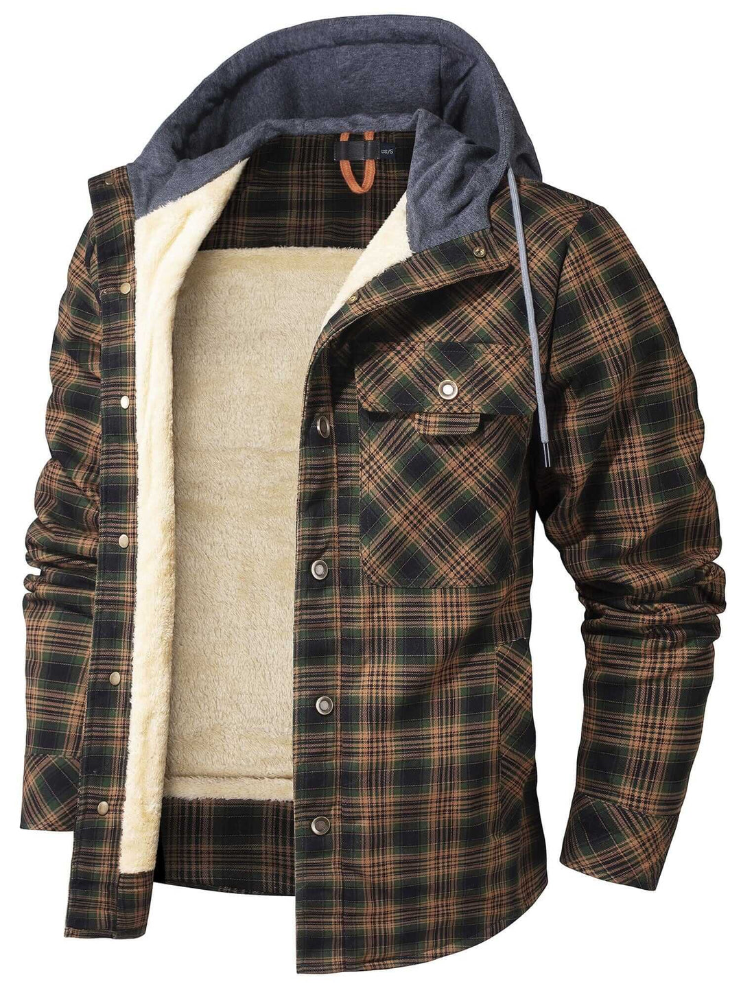 Men's Chunky Knit Plaid Button Hoodie