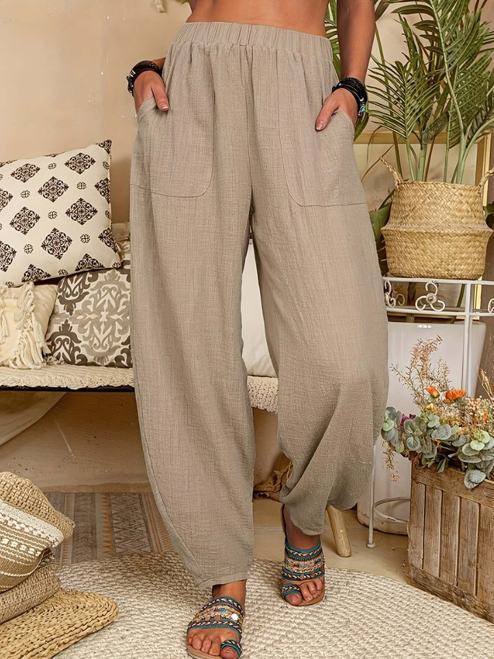 Women's Relaxed Fit Linen Pants with Pockets