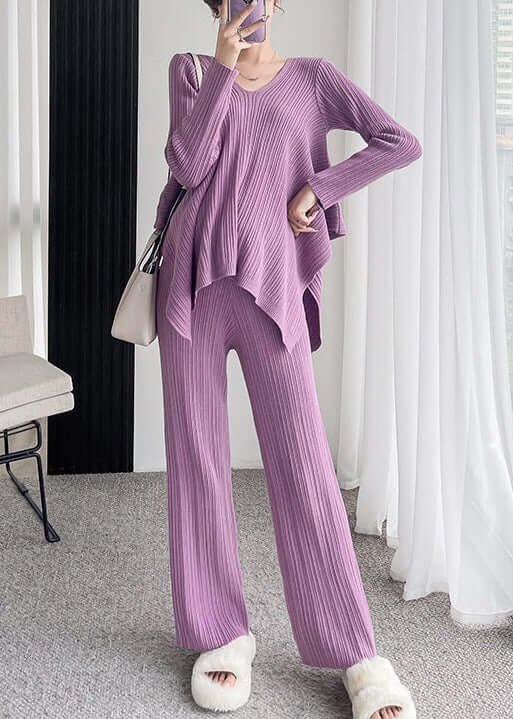 Women's Loose Asymmetrical Patchwork Cotton Two-Piece Set