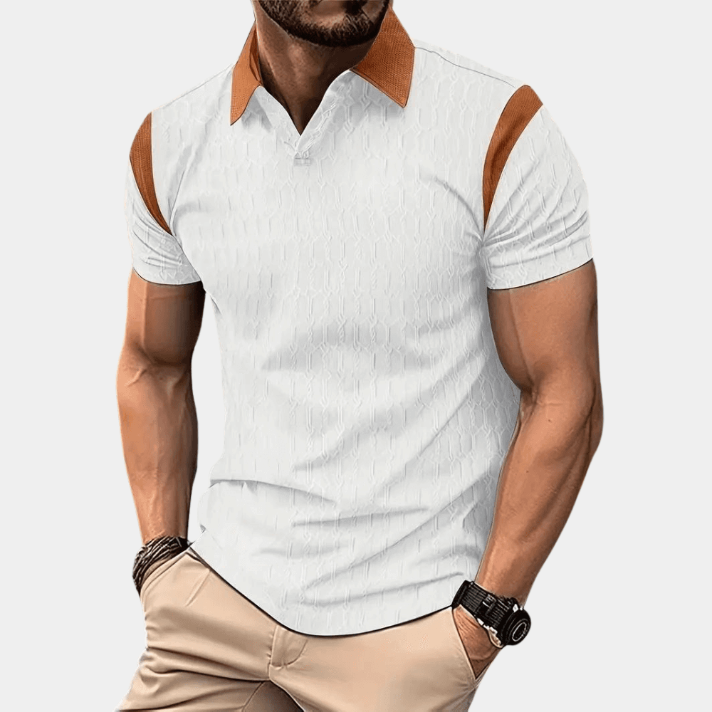 Men's Short Sleeve Polo Shirt: Breathable Cotton Blend, Tailored Fit