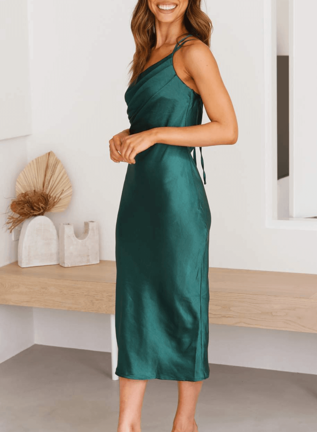 Women's Satin Midi Slip Dress: Elegant & Versatile