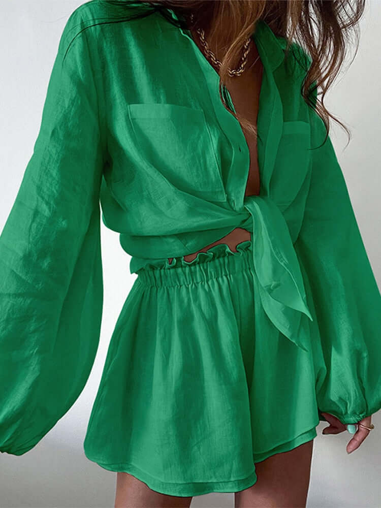 Women's Two-Piece Cotton Blend Wrap Dress