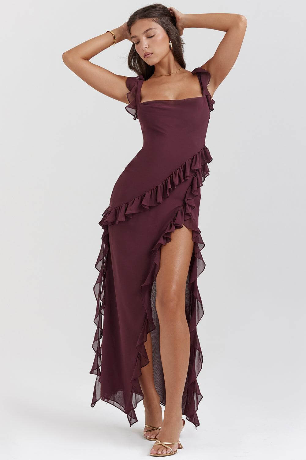 Elegant Summer Midi Dress with Side Slit for Women
