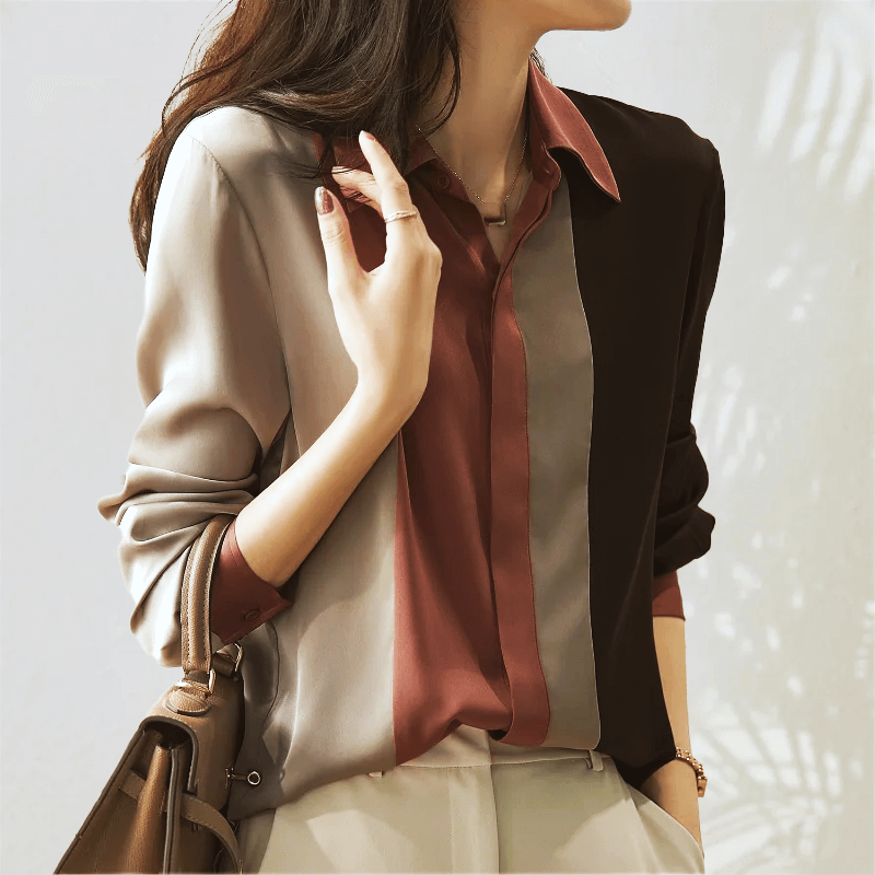 Women's Vintage Long-Sleeve Button-Up Blouse