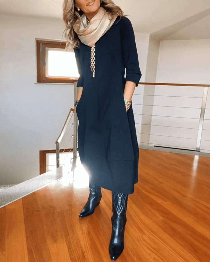 Elegant Pleated Midi Dress for Women