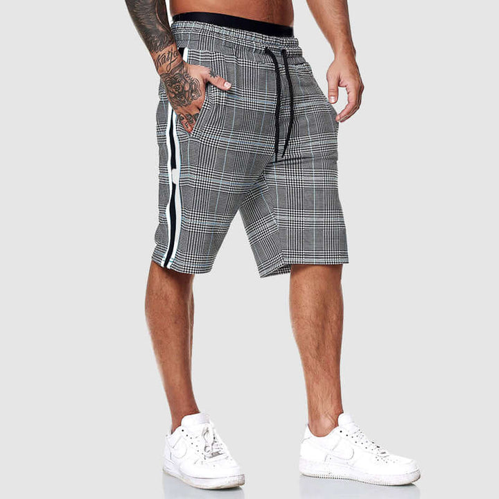 Men's Checkered Drawstring Shorts: Relaxed Fit, Elastic Waist