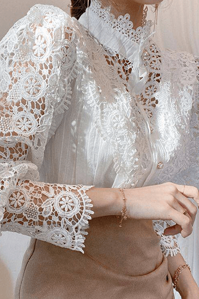 Embroidered Openwork Women's Blouse: Elegant Summer Top