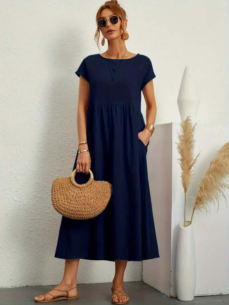 Summer Sleeveless Dress & Handbag Set for Women