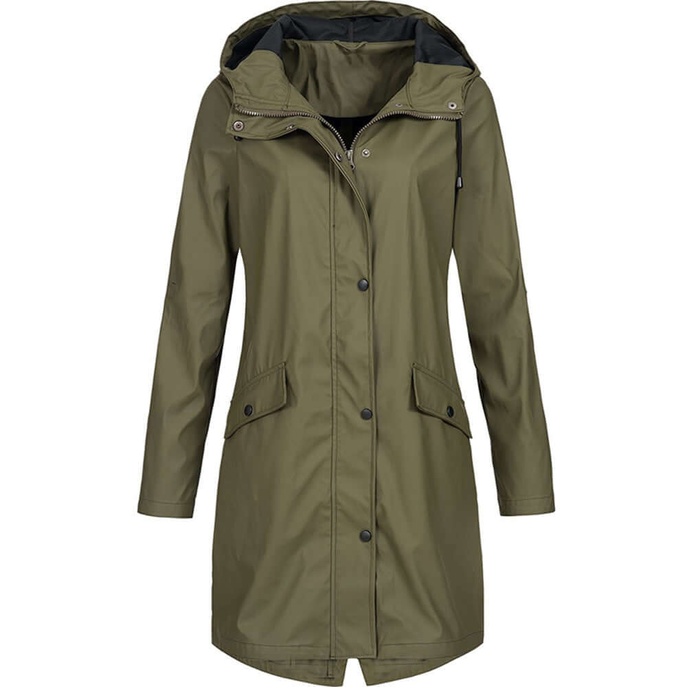 Women's Waterproof Hooded Raincoat: Stylish & Practical