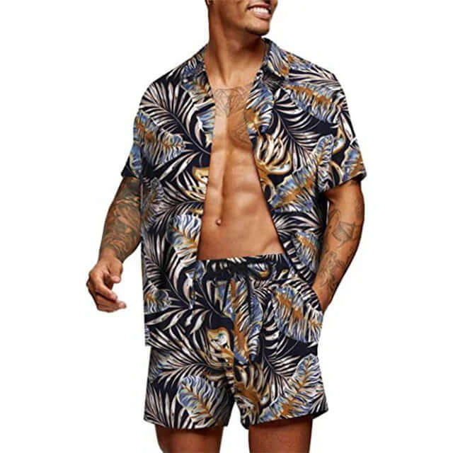 Men's Summer Two-Piece Set: Relaxed Fit Shirt & Shorts