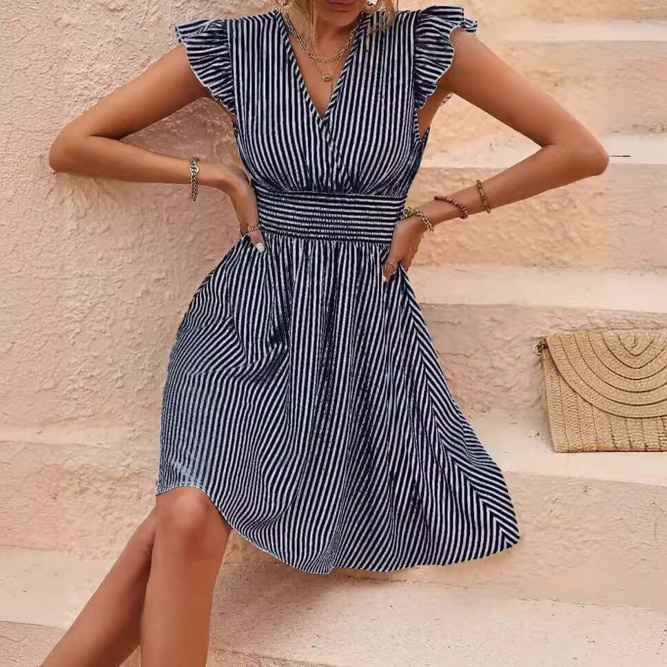 Striped Midi Dress: Elegant & Flattering Women's Dress