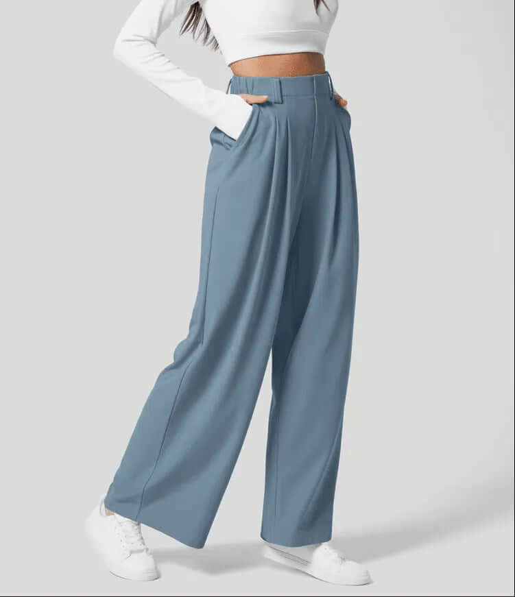 Women's High-Waisted Pleated Wide Leg Trousers