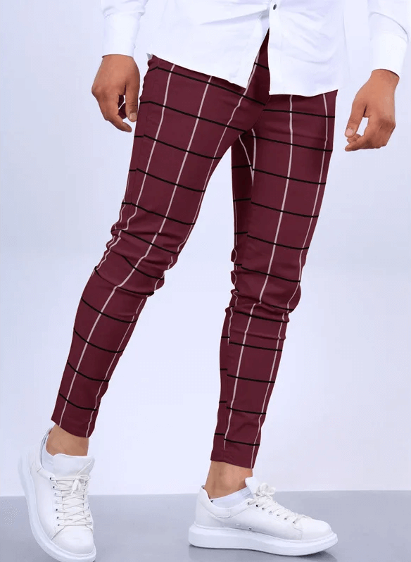 Men's Casual Checkered Trousers: Modern Fit, Breathable