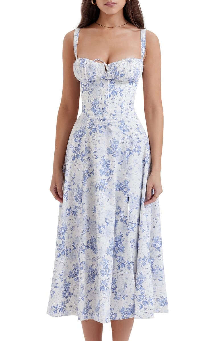 Printed Bustier Dress: Sustainable & Elegant