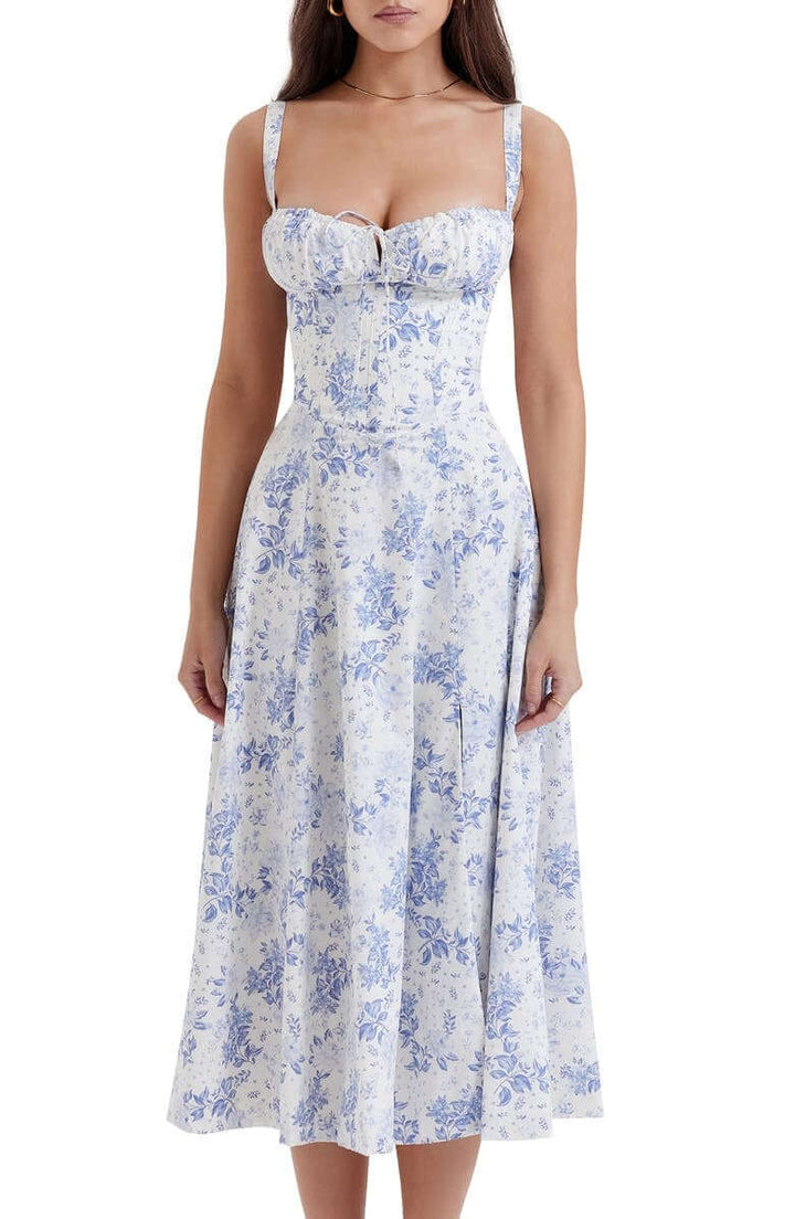 Printed Bustier Dress: Sustainable & Elegant