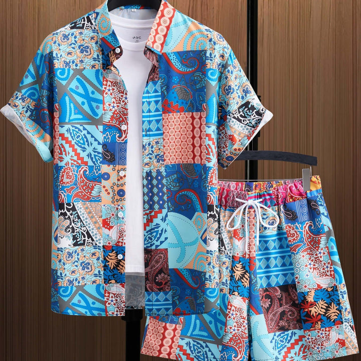 Men's Summer Short Sleeve Shirt & Shorts Set