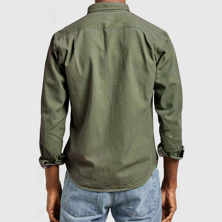Men's Casual Long-Sleeve Notched Collar Shirt