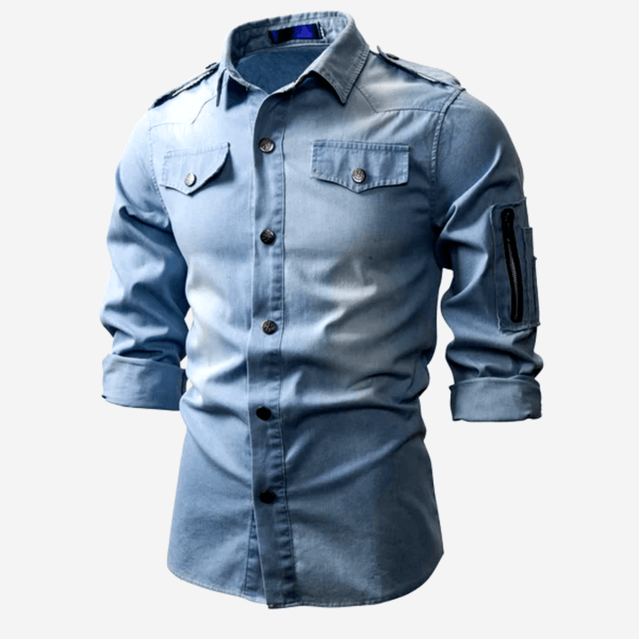 Men's Denim Overshirt: Long Sleeve Casual Shirt