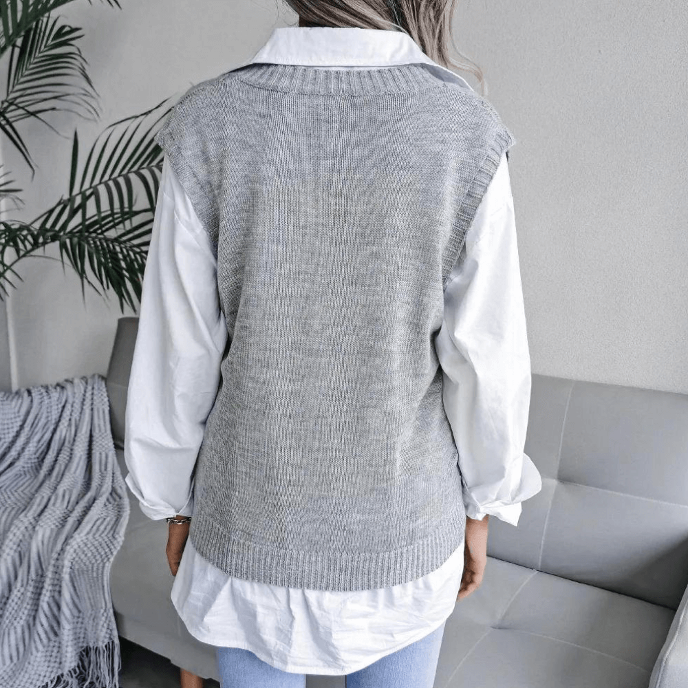Women's Cable Knit V-Neck Sweater Vest: Cozy & Stylish Layer