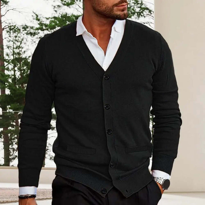 Men's Casual Knitted V-Neck Cardigan - Warm & Stylish