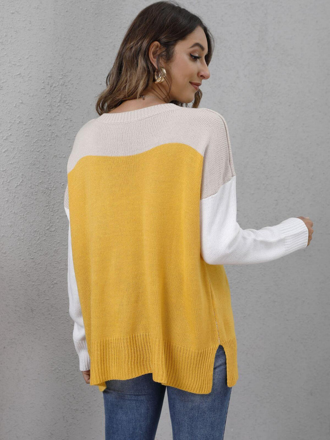 Women's Relaxed Fit Colour Block Knit Jumper