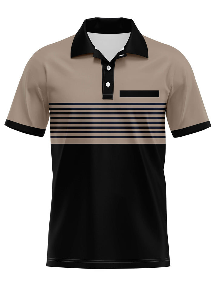 Men's Slim Fit Short Sleeve Polo Shirt with Striped Chest