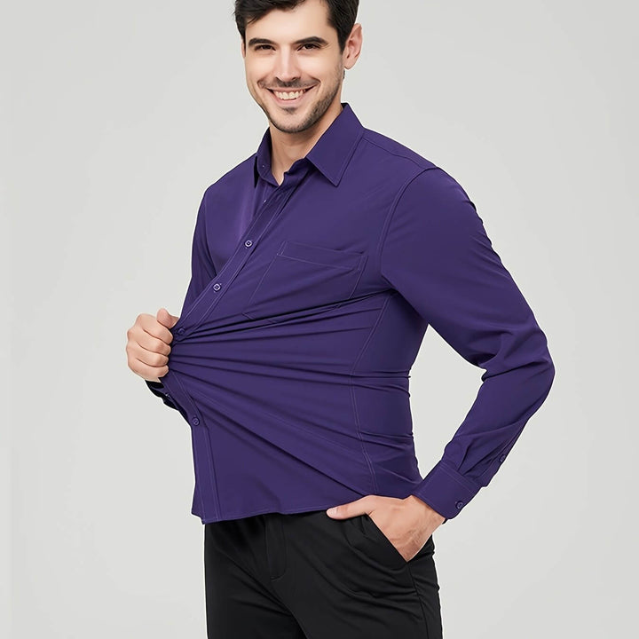 Men's Long-Sleeve Cotton Shirt: Modern Fit Dress Shirt
