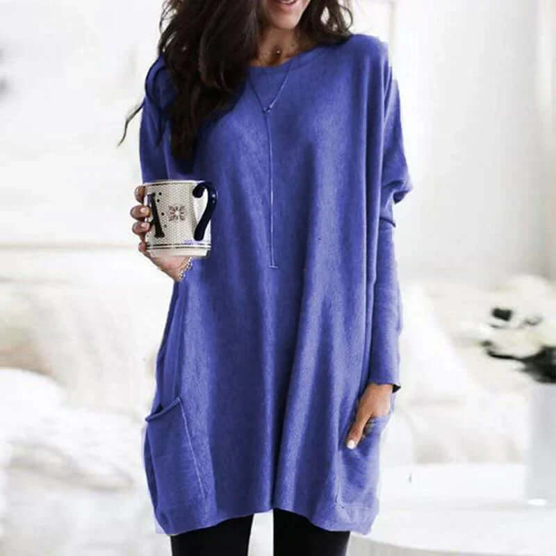 Women's Oversized Cotton Tunic Sweater: Relaxed Comfort
