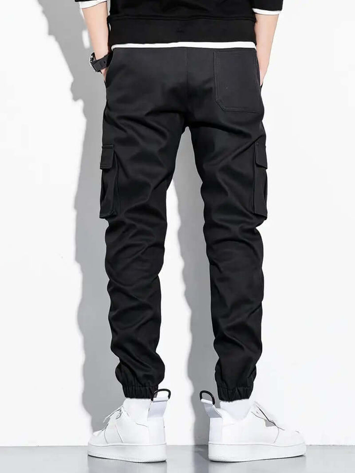 Men's Elastic Waist Cargo Pants: Multiple Pockets & Relaxed Fit