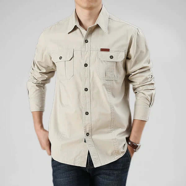 Men's Long Sleeve Shirt with Cargo Pockets