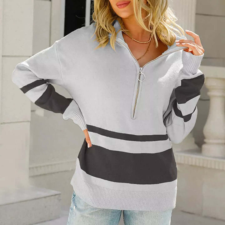 Women's Casual Striped Knit Pullover Sweater