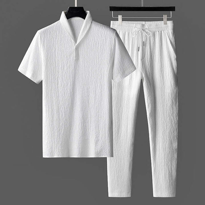 Men's Lightweight Breathable Polo Shirt & Pants Set