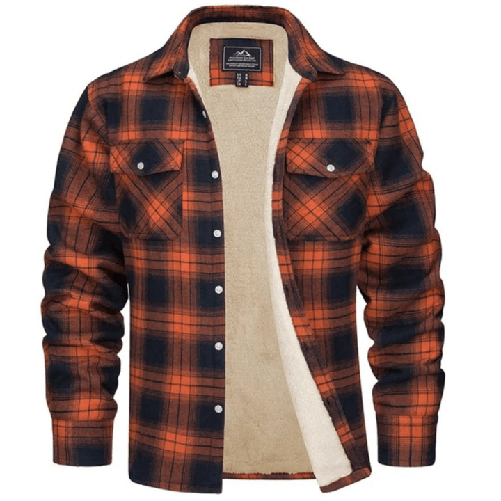 Men's Relaxed-Fit Checkered Fleece-Lined Jacket