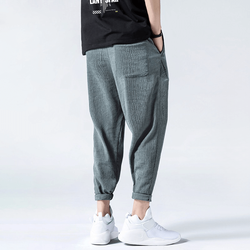 Men's Relaxed Fit Casual Trousers: Breathable Cotton