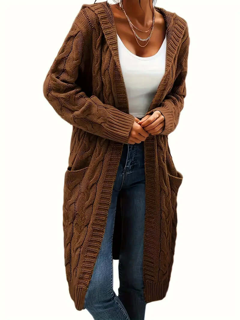Women's Longline Hooded Cardigan: Cozy & Stylish