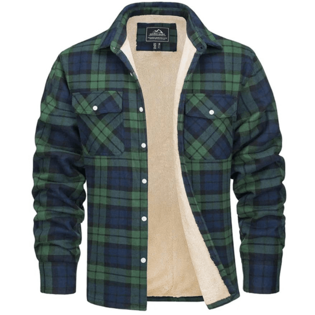 Men's Relaxed-Fit Checkered Fleece-Lined Jacket