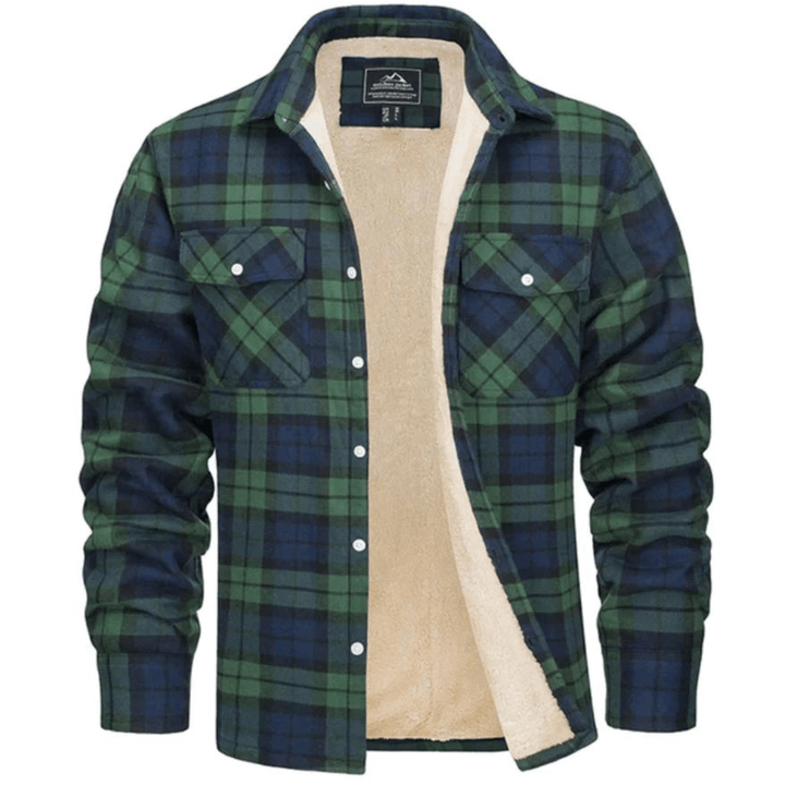 Men's Relaxed-Fit Checkered Fleece-Lined Jacket