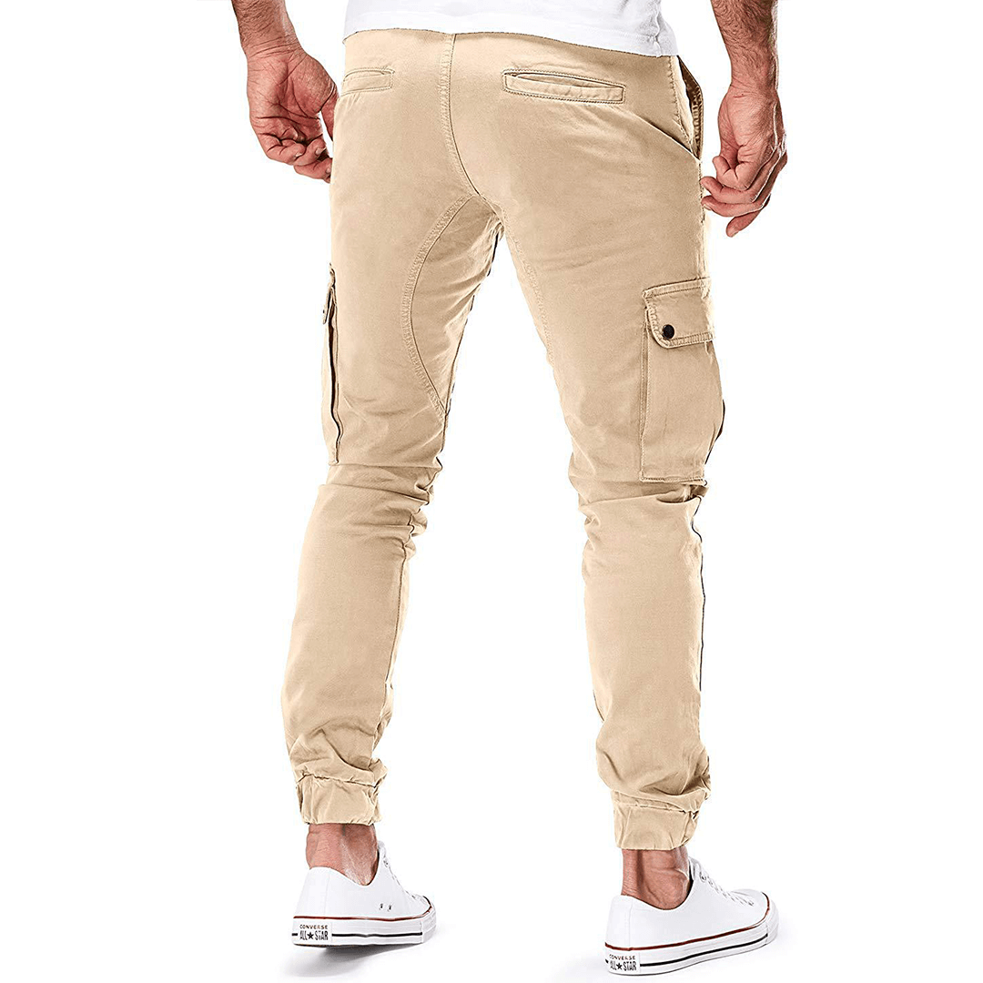 Men's Multi-Pocket Stretch Cargo Pants: Slim Fit, Breathable Trousers