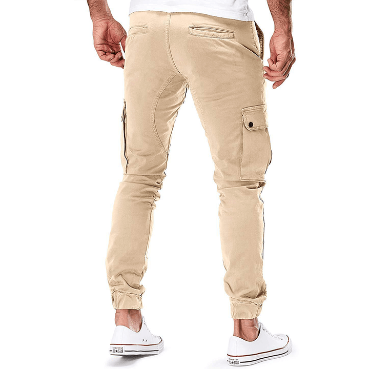 Men's Multi-Pocket Stretch Cargo Pants: Slim Fit, Breathable Trousers